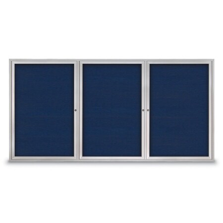 United Visual Products 18"x24" 1-Door Enclosed Outdoor Letterboard, Blue Felt/Satin Alum UV1166D-SATIN-BLUE